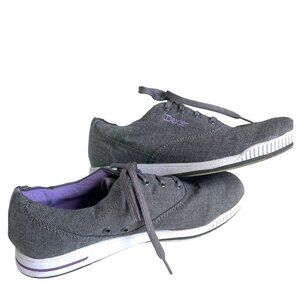 Dexter Womens Kerrie Grey Herringbone Bowling Shoes Size 9.5M With Purple Trim